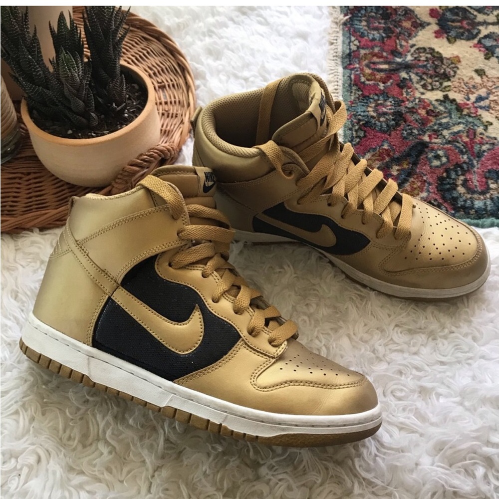 Nike High Dunk gold black glitter